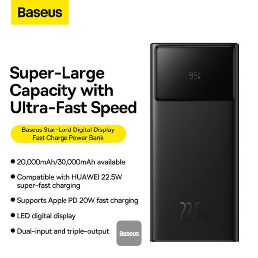 Повербанк Baseus Star Lord Digital Display Fast Charge Power Bank 30000mAh 22.5W Black (PPXJ080101)