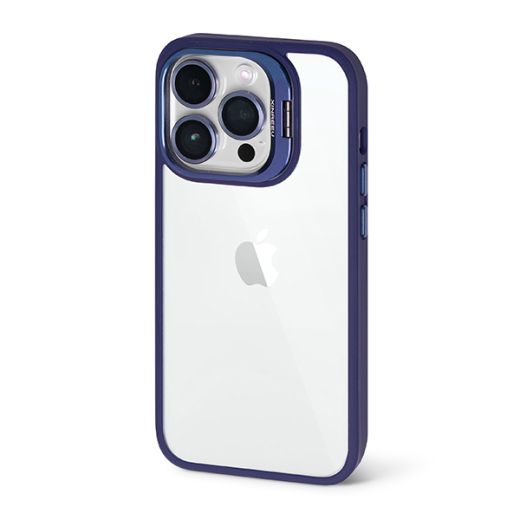 Чохол з захисним склом для камери CasePro Metal Stand Case Dark Blue with Glass Camera для iPhone 15 Pro Max