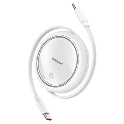 Висувний кабель для швидкої зарядки Baseus 100W Free2 Draw Mini Type-C до Type-C 1м White (P10364500211-00)