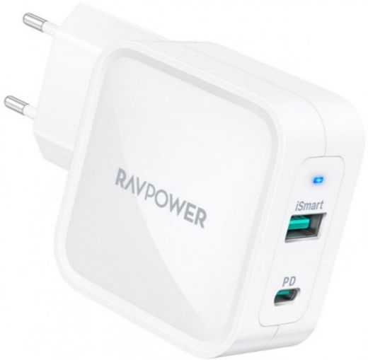 Быстрая зарядка RAVPower 65W 2-Port PD Charger White (RP-PC133WH)