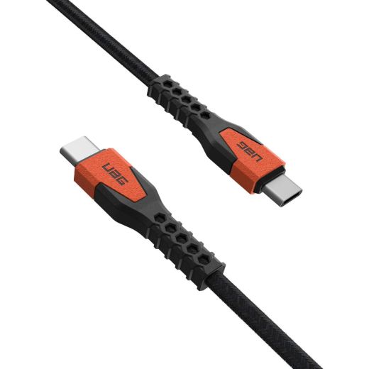 Кабель UAG Type-C to Type-C 1.5м 60Вт Rugged Kevlar Black/Orange (9B4413114097)