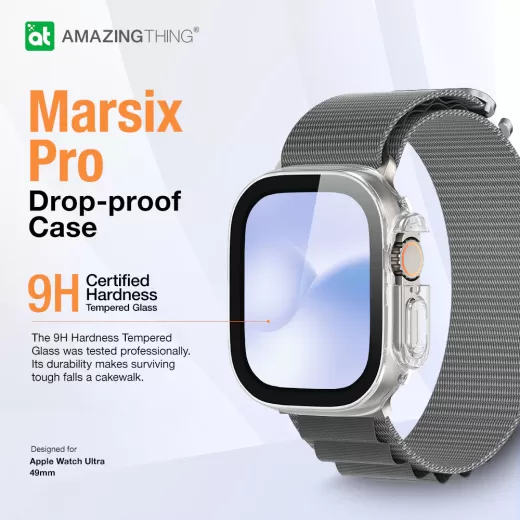 Защитное стекло с бампером AMAZINGthing Marsix Pro Clear для Apple Watch Ultra | Ultra 2 49мм