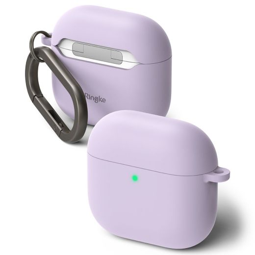 Силиконовый чехол с карабином Ringke Silicone Light Purple для AirPods 4 (2024)