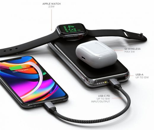 Павербанк (Зовнішній акумулятор) Satechi Quatro Wireless Charger 10 000 mAh Space Gray (ST-UC10WPBM)