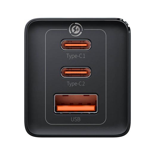 Быстрая зарядка Baseus GaN5 Pro Fast Charger 2C+U 65W Black with Cable  Type-C to Type-C (CCGP120201)
