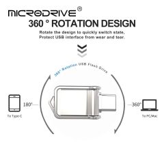 Флешка MicroDrive Dual Flesh Drive Mini OTG Usb2.0/Type-C 64GB Black