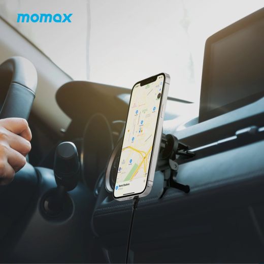 Автомобильный держатель с беспородной зарядкой Momax Q.Mag Mount 2 15W Magnetic Wireless Charging Car Mount