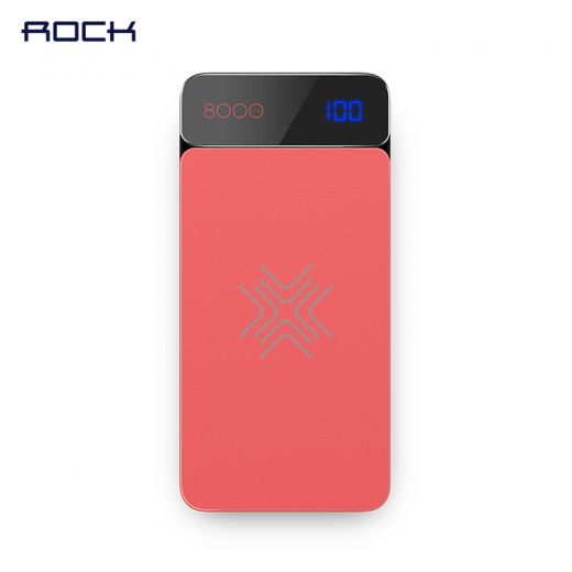 Повербанк Rock P38 Wireless Charging Power Bank with Digital Display 8000mAh Red