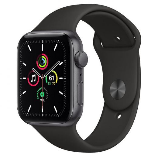 Apple Watch SE GPS 44mm Space Gray Aluminum Case with Black Sport Band (MYDT2)