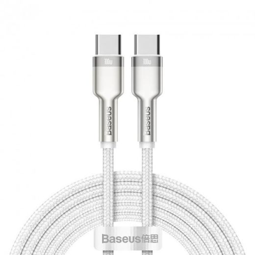 Кабель Baseus Cafule Type-C to Type-C PD 100W 1m White (CATJK-C02)