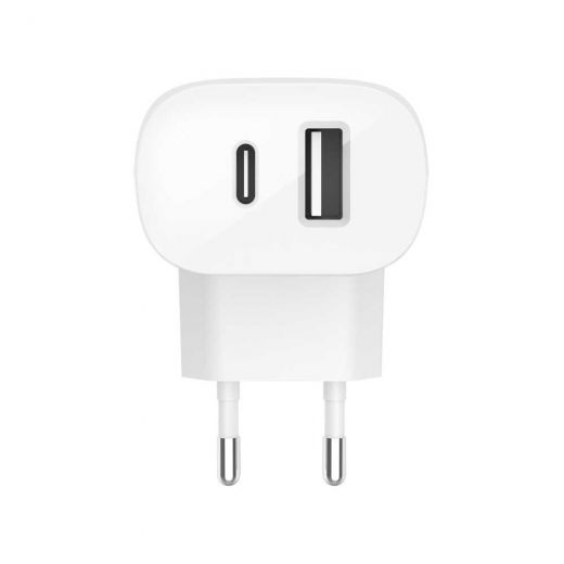 Мережевий ЗП Belkin Home Charger (18W) Power Delivery Port USB-C (12W) USB-A, White (F7U097vfWHT)