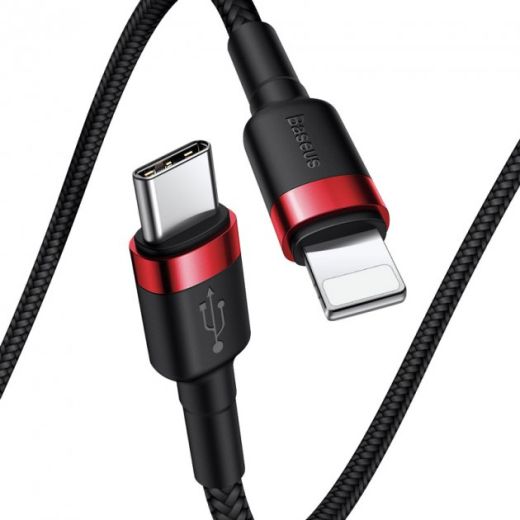 Кабель Baseus Cafule Type-C to Lightning PD 18W 1m Black/Red (CATLKLF-91)