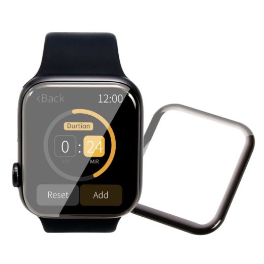 Защитное стекло с рамкой для поклейки Blueo для Apple Watch 9 | 8 | 7 45mm Black