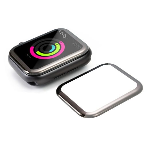 Защитное стекло с рамкой для поклейки Blueo для Apple Watch 9 | 8 | 7 45mm Black