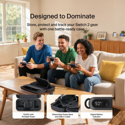 Зарядний чохол Belkin Charging Case Charcoal для Nintendo Switch 2 (ENA001fqCH-V1)