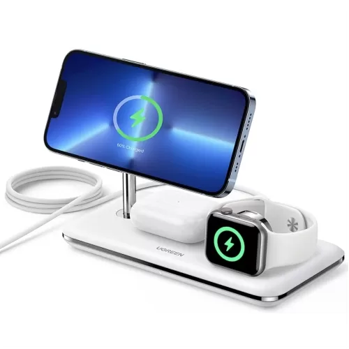 Зарядний пристрій Ugreen 3 в 1 Magnetic Wireless Charger White (CD278)