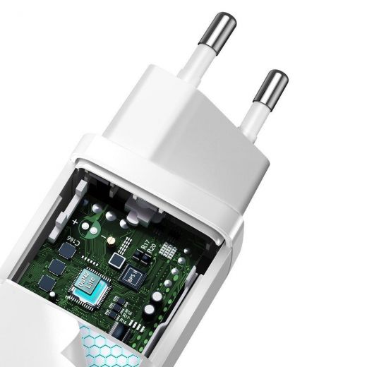 Швидка зарядка Baseus GaN2 Lite Quick Charger 2xUSB Type-C 65W, White (CCGAN2L-E02)