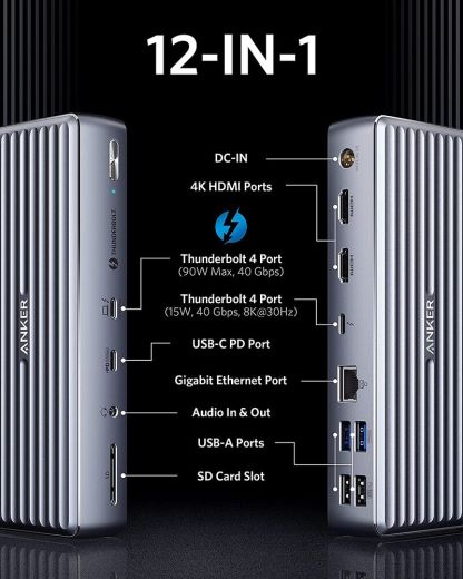 Док-станция Anker 777 Thunderbolt Docking Station (Apex, 12-in-1, Thunderbolt 4)