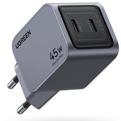 Быстрая зарядка Ugreen X707 2xUSB-C 45W PD GaN Tech QC4.0 PD3.0 Space Gray