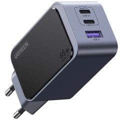 Быстрая зарядка Ugreen X553 Nexode Air GaN Tech USB + 2 x USB Type-C 65W Grey