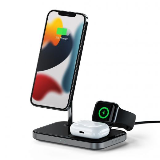 Беспроводная зарядка Satechi 3-in-1 Magnetic Wireless Charging Stand (ST-WMCS3M)