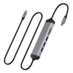 Адаптер WIWU Alpha 521H 5in1 USB-C to 2xUSB3.0 | HDMI | SD/Micro SD Grey