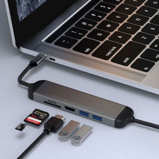 Адаптер WIWU Alpha 521H 5in1 USB-C to 2xUSB3.0 | HDMI | SD/Micro SD Grey