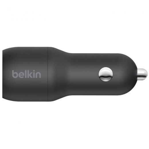 Автомобильное зарядное устройство Belkin BoostUP Charger 2xUSB 24W Black with Lightning 1m (CCD001BT1MBK)