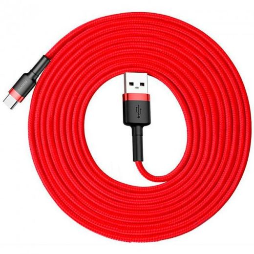 Кабель Baseus Cafule USB 2.0 to Type-C 2A 3m Red/Black (CATKLF-U09)