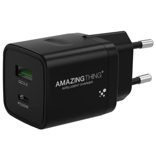 Швидка зарядка AMAZINGthing EU PD 30W QC 3.0 Speed Pro Black (EUPD30WB)