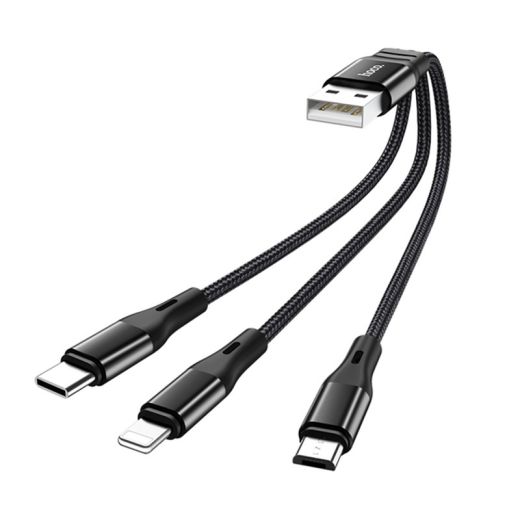 Кабель HOCO X47 3-в-1 Harbor Charging Cable (Lightning+Micro+Type-C) 2,4A/0,25m Black														