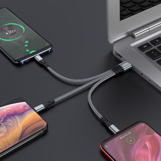 Кабель HOCO X47 3-в-1 Harbor Charging Cable (Lightning+Micro+Type-C) 2,4A/0,25m Black														
