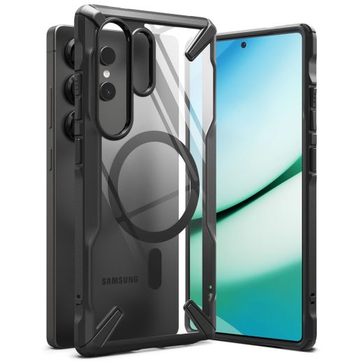 Протиударний прозорий чохол Ringke Fusion X Magnetic Magsafe Black для Samsung S25 Ultra