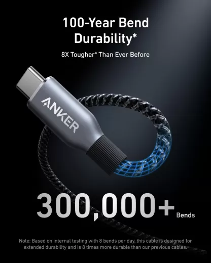 Плетений кабель із перероблених матеріалів Anker Prime USB-C to USB-C Cable 0.9м (240W)