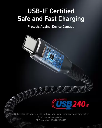 Плетений кабель із перероблених матеріалів Anker Prime USB-C to USB-C Cable 0.9м (240W)