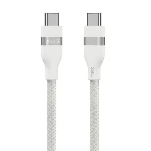 Плетеный кабель из переработанных материалов Anker USB-C to USB-C Cable (240W) 0.9м White