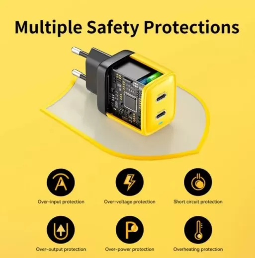 Швидка зарядка Wekome WP-U33 45W GaN Charger Yellow