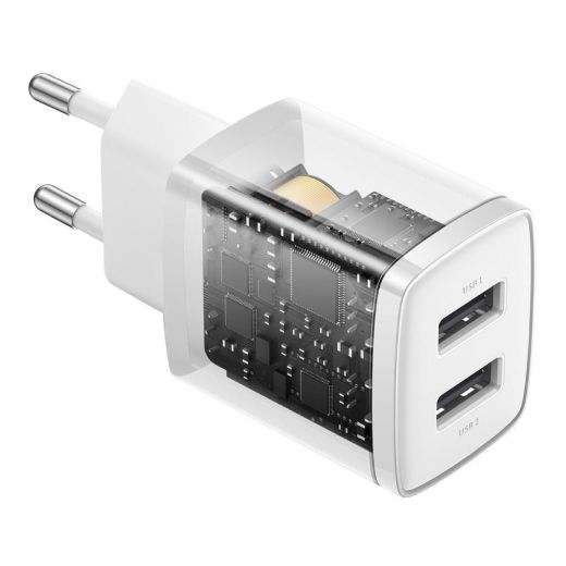 Зарядний пристрій Baseus Compact Charger 2U 10.5W White (CCXJ010202)