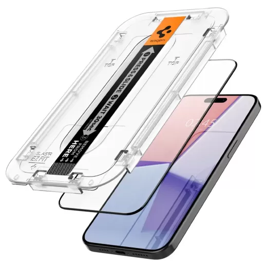 Захисне скло Spigen EZ FIT GLAS.tR (2 шт) Black для iPhone 15 Pro (AGL06893)