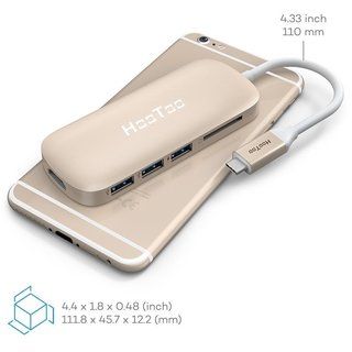 Адаптер HooToo Shuttle USB-C Hub Gold для Mac