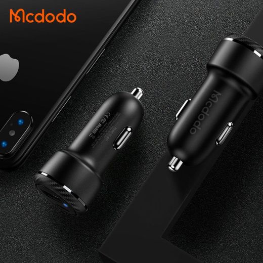 Зарядка в автомобіль McDodo LB Series USB + USB-C Black (CC-5970)