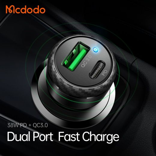 Зарядка в автомобіль McDodo LB Series USB + USB-C Black (CC-5970)