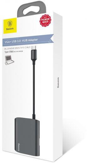 Адаптер Baseus Enjoyment series Type-C to VGA+ USB 3.0 HUB Adapter Gray