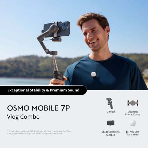 Стабілізатор DJI Osmo Mobile 7P Vlog Combo (DJI Mic Mini Transmitter Infinity Black)