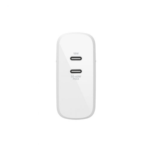 Быстрая зарядка Belkin GAN 50+18W Dual USB-С White (WCH003VFWH)
