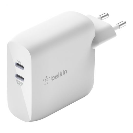 Быстрая зарядка Belkin GAN 50+18W Dual USB-С White (WCH003VFWH)