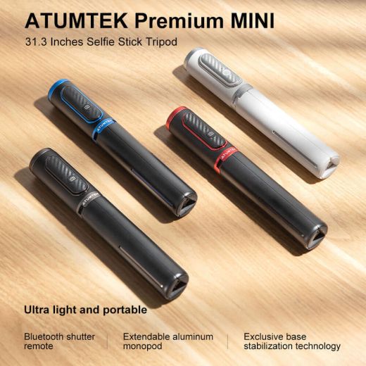 Палка для селфі на штативі Atumtek Premium Mini 80 см Phone Tripod Selfie Stick Black