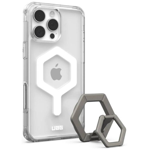 Протиударний чохол з підставкою UAG Plyo MagSafe Ice White plus Titanium Ring для iPhone 16 Pro Max (1144811BV01)