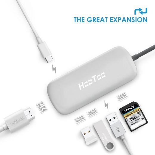 Адаптер HooToo Shuttle USB-C Hub Silver для Mac