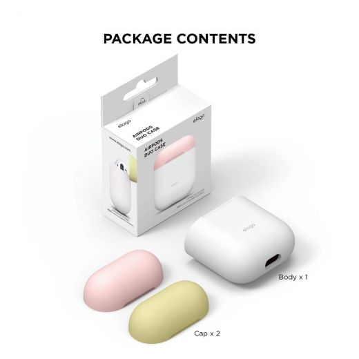 Чехол Elago Silicone Duo Case White/Pink/Yellow (EAPDO-WH-PKYE) для Airpods